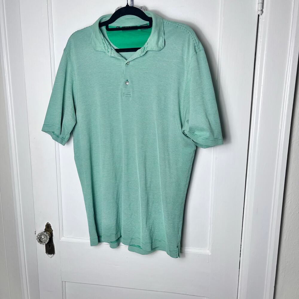 Bobby Jones Men's Light Green Striped Pima Cotton Lightweight Golf Polo Size XL